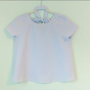 Zara Trafaluc Blue Pinstripe Top (Med)